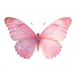 梦幻粉红蝴蝶插画设计素材