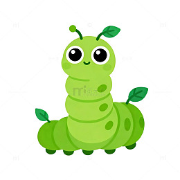 卡通绿色毛毛虫矢量图