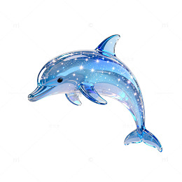 梦幻蓝色海豚装饰素材