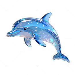 蓝色梦幻海豚装饰图案