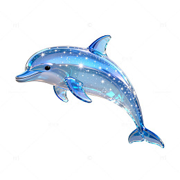 透明海豚插画装饰图案