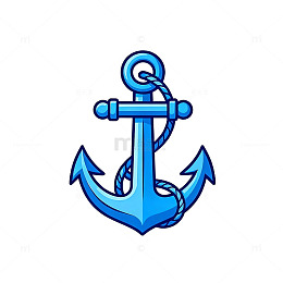蓝色航海锚图标矢量设计素材