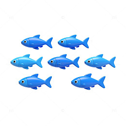 简约蓝色鱼群三维模型