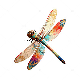 彩绘蜻蜓艺术插画