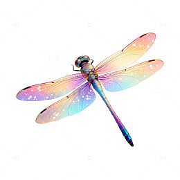 彩色梦幻蜻蜓插画设计元素