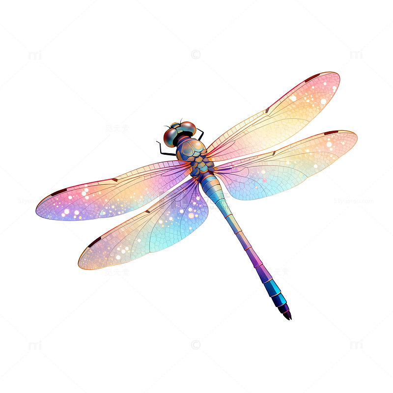 彩色梦幻蜻蜓插画设计元素
