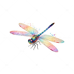 彩绘蜻蜓艺术插画