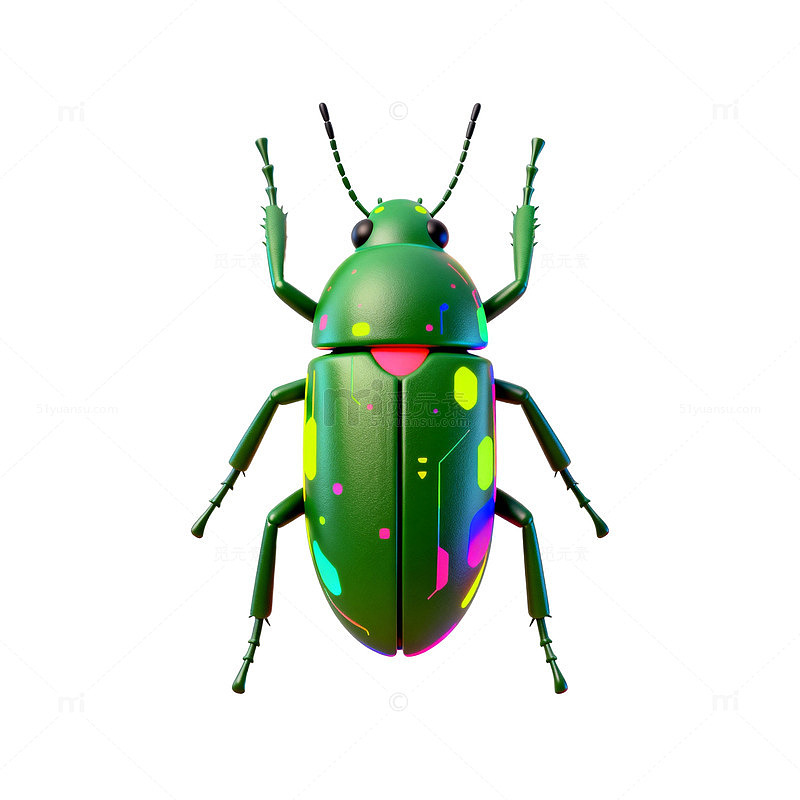 绿彩甲虫数字插画