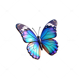 梦幻蓝彩蝶3D插画