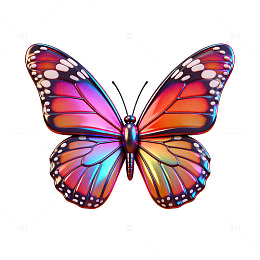彩虹蝴蝶透明背景矢量图