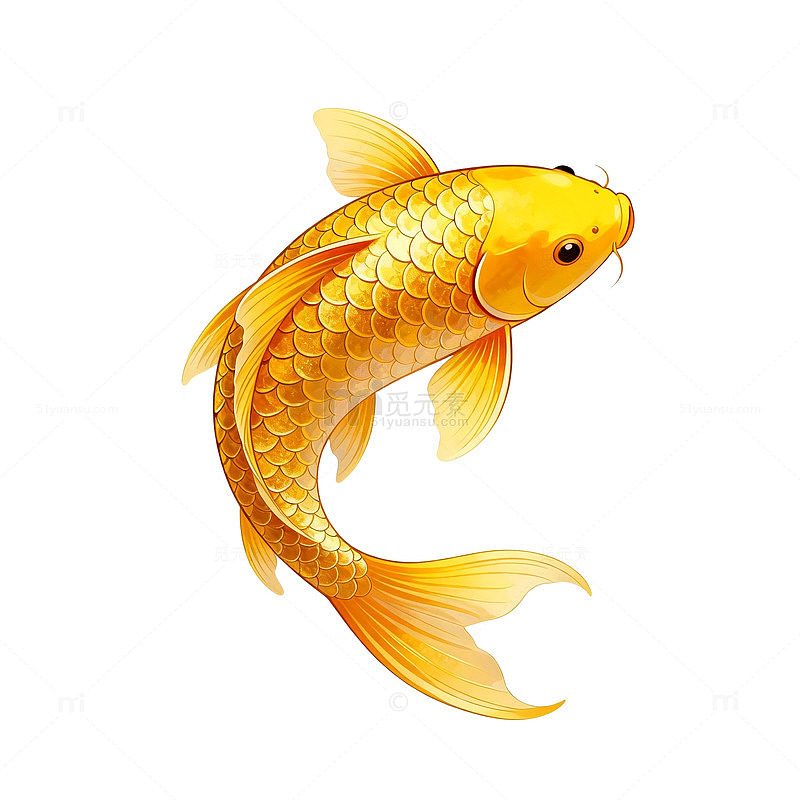 金黄色锦鲤插画