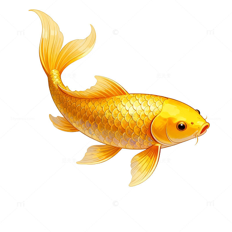 金黄色锦鲤插画素材
