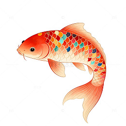 卡通锦鲤插画设计素材