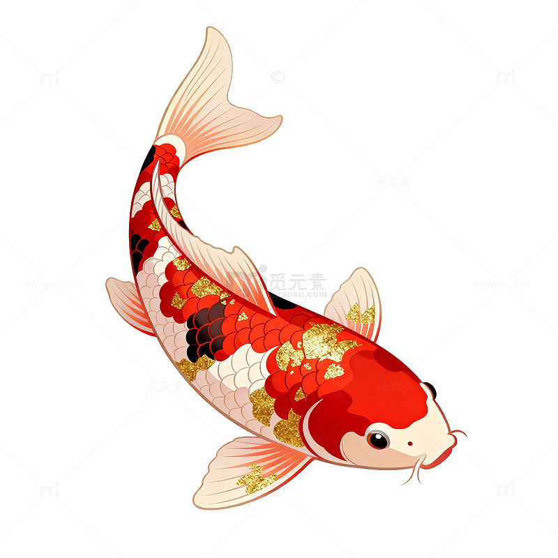 卡通锦鲤图案设计元素
