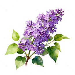 水彩丁香花插画设计素材