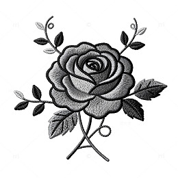 黑白玫瑰刺绣图案设计素材