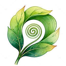 绿色叶子旋转图案设计