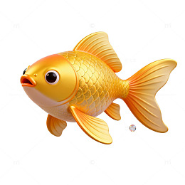 金色金鱼卡通形象设计素材