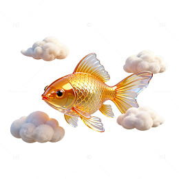 梦幻金鱼云彩插画