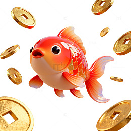 金鱼财富卡通插画