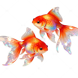 金鱼水墨画艺术插画