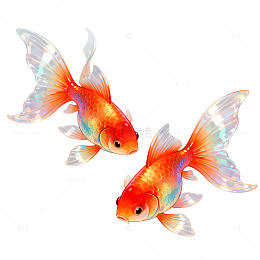 金鱼插画水彩风格素材