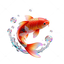 锦鲤跃动水花飞溅艺术插画