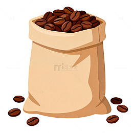 卡通咖啡豆袋插画设计素材