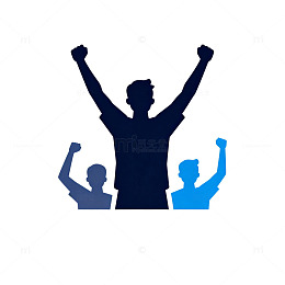 蓝黑色调庆祝人群剪影