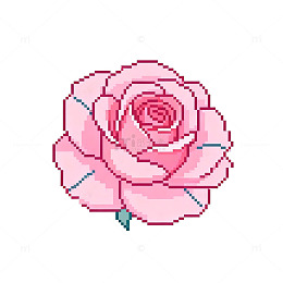 像素玫瑰插画设计元素