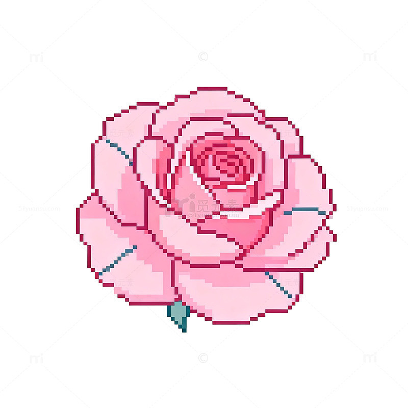 像素玫瑰插画设计元素