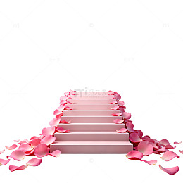 粉色楼梯花瓣浪漫场景