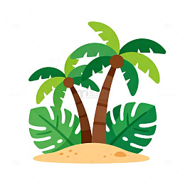 卡通热带岛屿插画