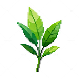 像素风格绿叶植物图标设计素材