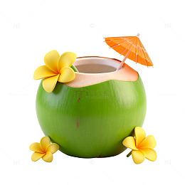 热带风情椰子饮料创意装饰素材