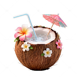 热带风情椰子饮料装饰