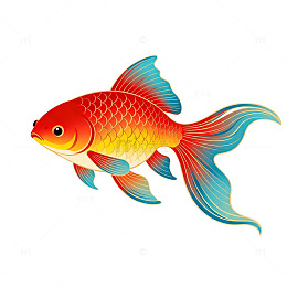 彩色金鱼图案插画设计素材