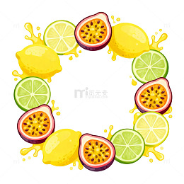 水彩水果圈环图案设计