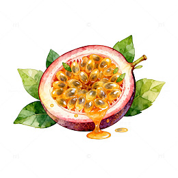 水彩百香果插画