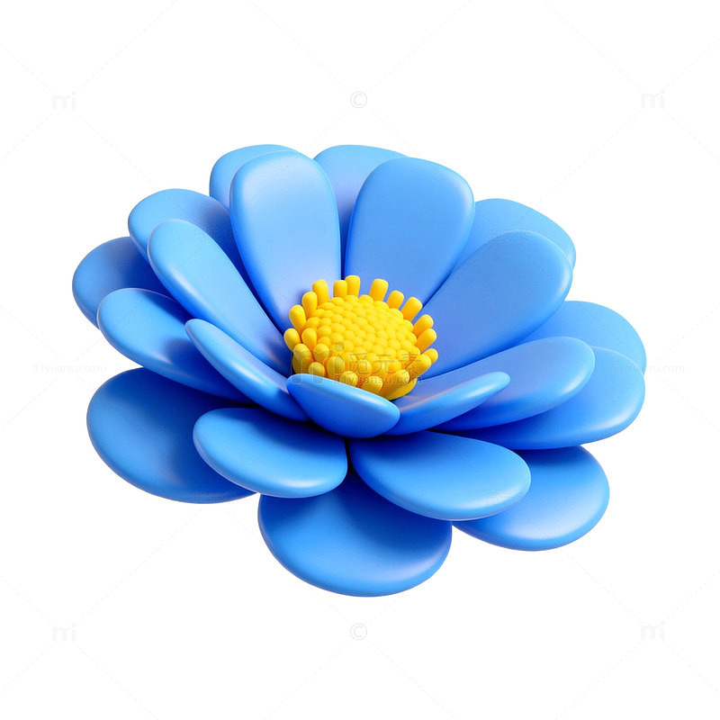 卡通蓝色花朵装饰素材