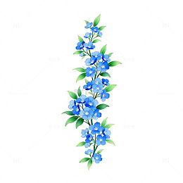水彩蓝花植物装饰图案
