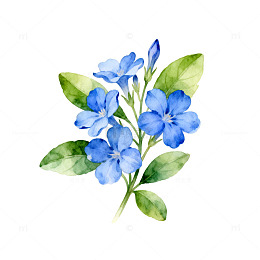 水彩蓝色花卉装饰图案设计素材