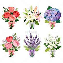 多彩花卉插画设计元素