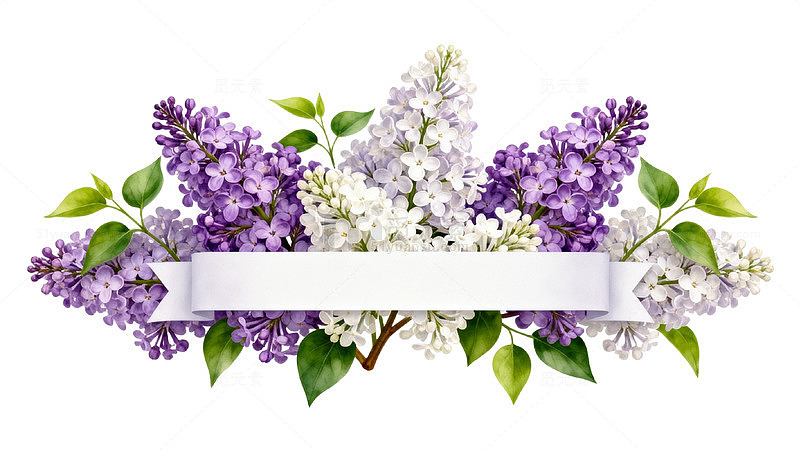 丁香花环装饰插画设计素材