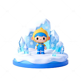 卡通冰雪世界儿童插画素材