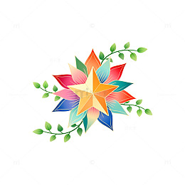 彩色花卉装饰图案设计素材