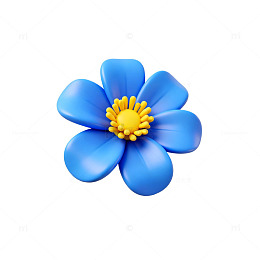 卡通蓝色花朵矢量图