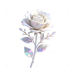 梦幻白玫瑰珠宝插画