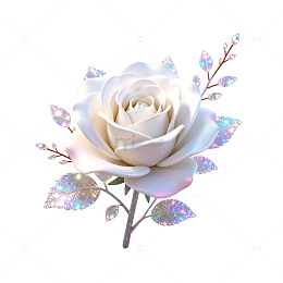 梦幻白玫瑰花插画