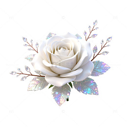 璀璨白玫瑰花卉装饰插画